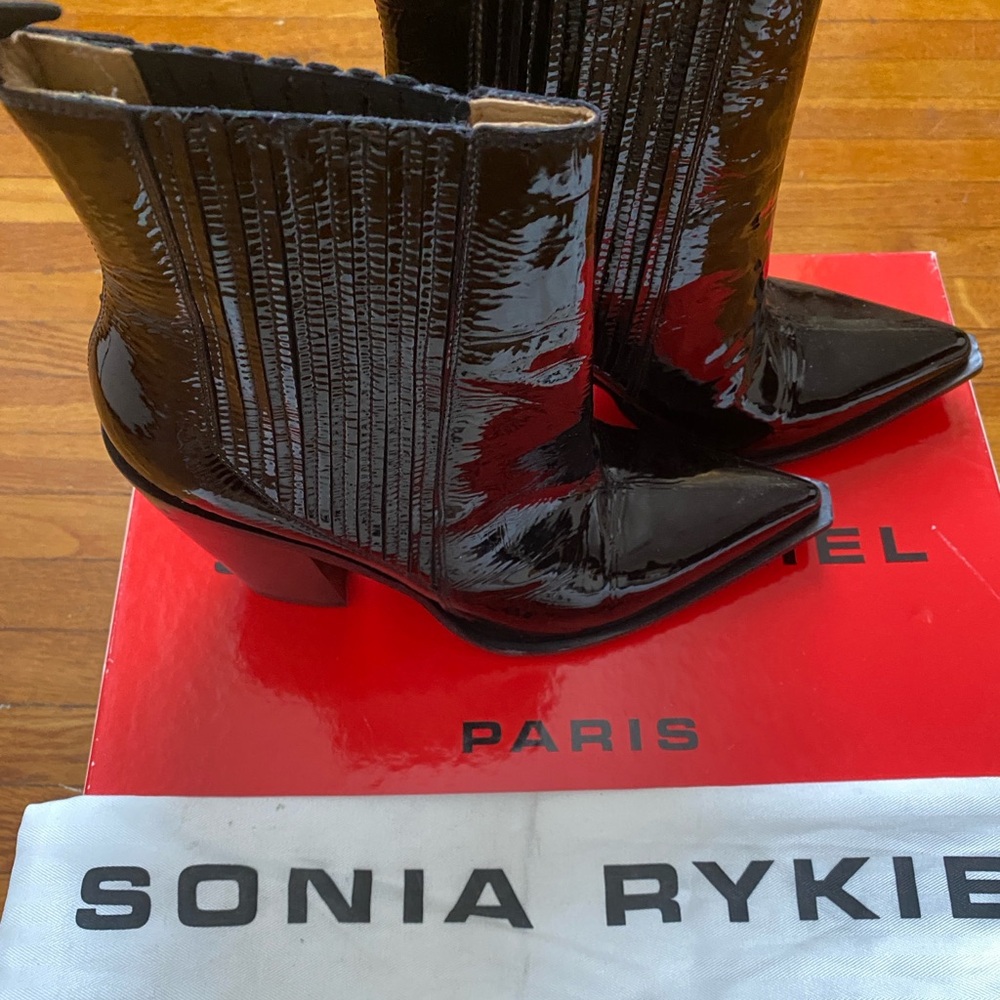 Sonia Rykiel Noir Leather Ankle Boots